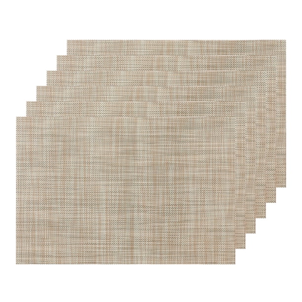 Juego de manteles individuales REGALWOVEN de 6 manteles tejidos para decoración de mesa de comedor de cocina, lavables, manteles de mesa interiores, manteles limpiables dorados de 18x12 pulgadas