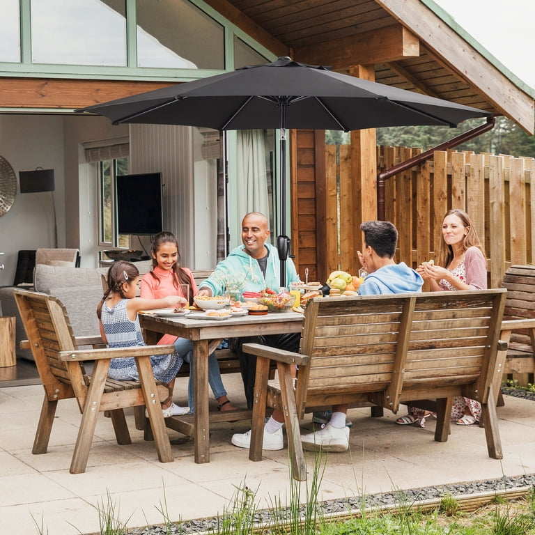 fabric for 9 patio umbrellas Midtown The Wooden Feet Umbrella With Terylast Ivory (White) Polyester - Aluminum Frame Market Umbrella Backyard, Deck, Garden, Pool they strive to provide you with products and service that will satisfy even the most demanding consumers Sun-Ray 9 ft. Round 8-Rib