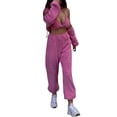thumbnail image 2 of hirigin Women Tops Pants Suit, Long Sleeve Stand Neck Crop Zip Coat + Vest + Velvet Long Pants, 2 of 9