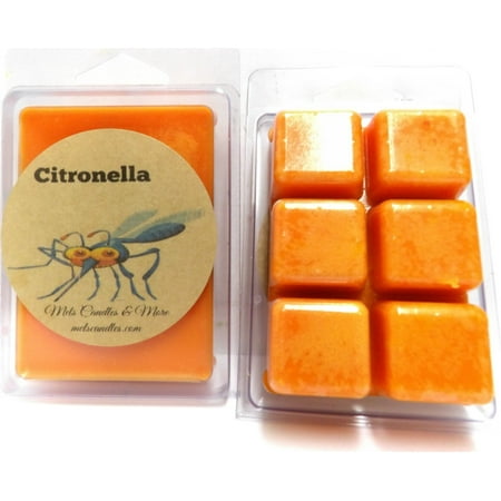 Orange Wax - Citronella - 3.4oz Pack of Soy Wax Tarts- 6 Cubes Per Pack. Helps Keeps Insects Away