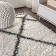 thumbnail image 5 of JONATHAN Y MERCER SHAG Mercer Plush Tassel Moroccan Geometric Trellis Runner Rug, 2 x 8, Cream/Gray, 5 of 8