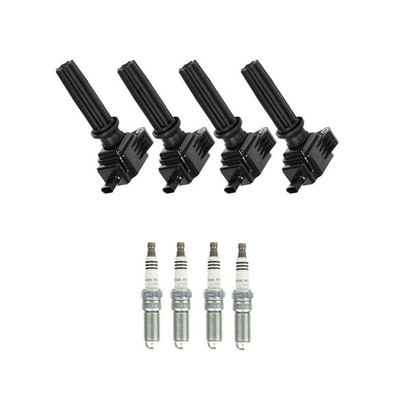 Set of 4 ISA Ignition Coils and 4 NGK Ruthenium Spark Plugs Compatible with 2018-2019 Ford EcoSport, Flex, Mustang Replacement for UF670