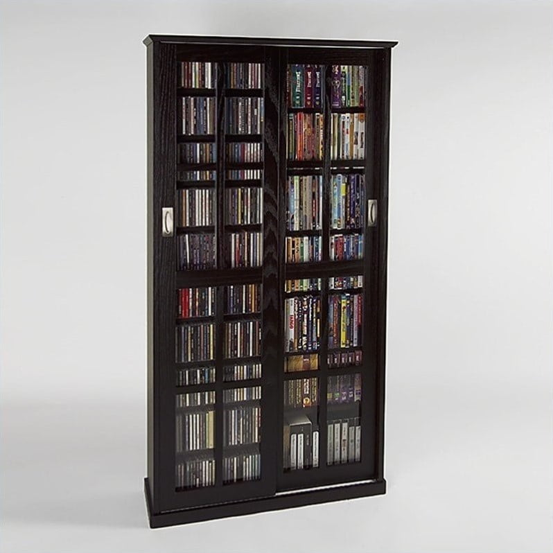 Leslie Dame 62" Double CD DVD Wall Media Storage in Espresso