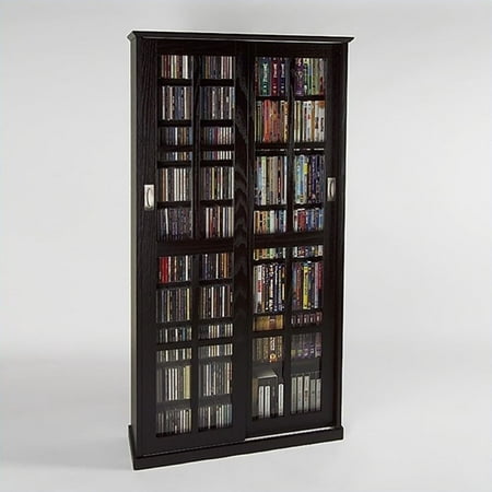 Leslie Dame 62 Double Cd Dvd Wall, Black Glass Dvd Storage Cabinet