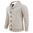 thumbnail image 4 of Men's Shawl Collar Cable Knit Cardigan Sweater Button Front Long Sleeve Jacket, 4 of 6