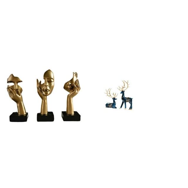 Estatuas De Pensadores Y Figuras De Renos De Resina. Esculturas De Arte Abstracto. Decoración De Mesa Para Oficina, Estantería, Sala De Estar, Hogar. Artesanías Y Recuerdos.