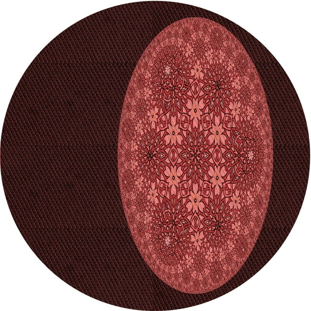 Ahgly Company Tapis Rond Lavable en Machine Intérieur Transitionnel Rouge Brique, 4 Pieds Rond