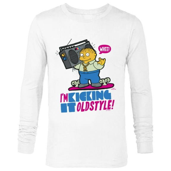 The Simpsons Ralph Wiggum I’m Kicking it Old Style - Long Sleeve T-Shirt for Men - Customized-White