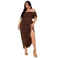 thumbnail image 3 of Plus Size Elegant Draped Midi Dress for Women, Formal Cocktail Dress for Wedding & Special Occasions Women’s Plus Size Draped Midi Dress, Elegant Formal Dress for Wedding Guest, Bridesmaid, 3 of 10