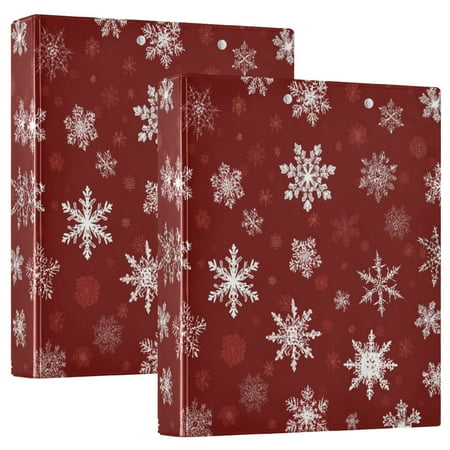 Wobogo Snowflake Pattern File Folders Extra Large Capacity to Hold 200 Sheets of Documents Hard Shell Ring Binder for School Home Office