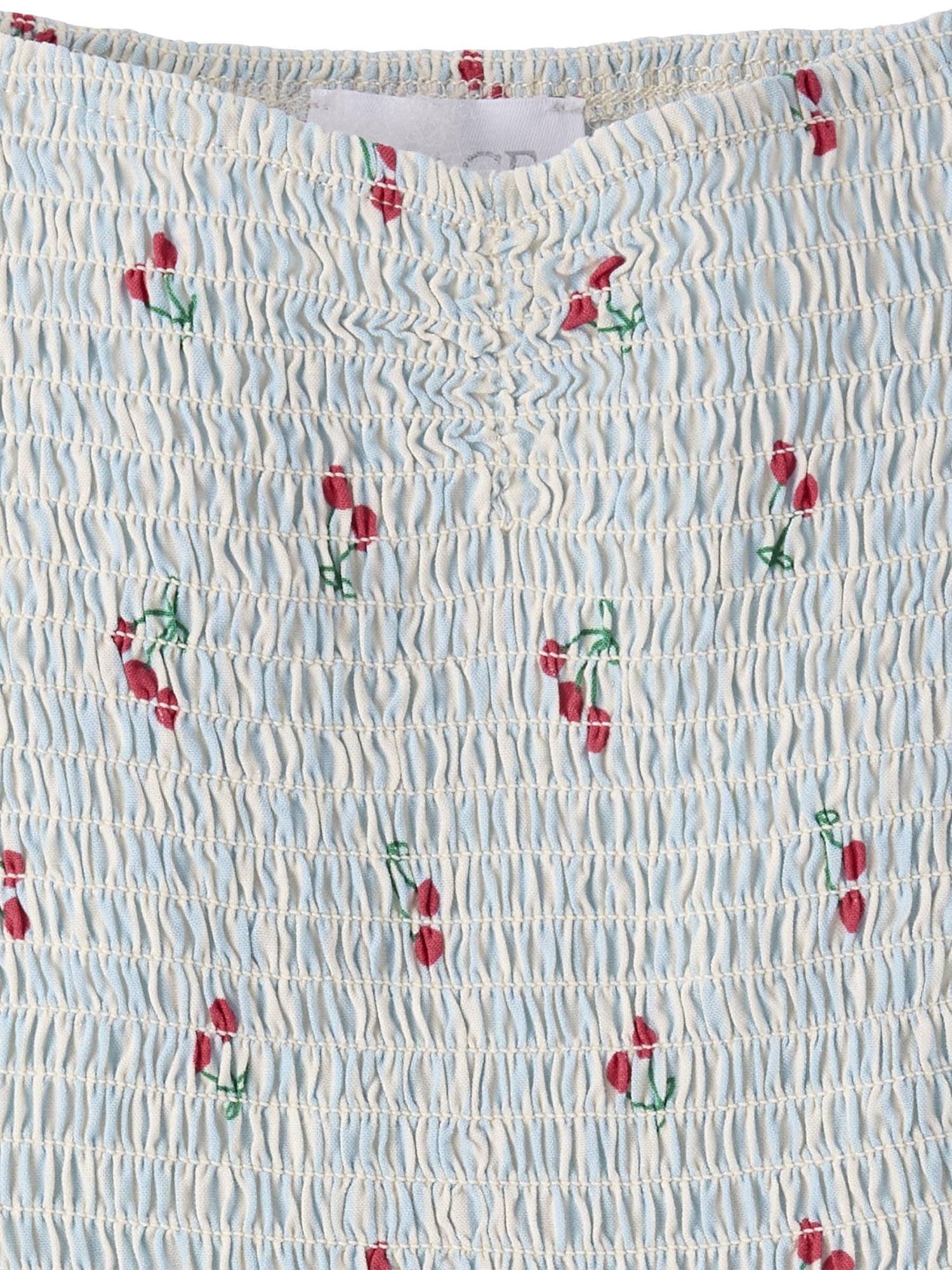The Children's Place Girls Short Sleeve Striped Cherry Smocked V-Waist Dress, Sizes XS-XXL