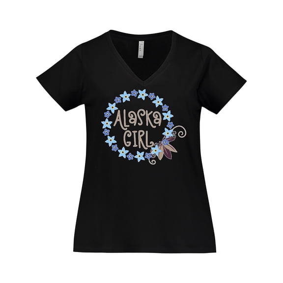 Inktastic Alaska Girl Forget-Me-Not Flower Women's Plus Size V-Neck T-Shirt