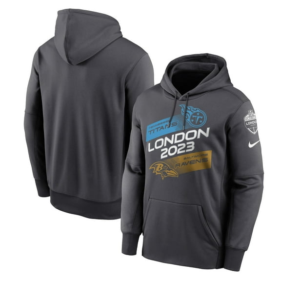 Men's Nike Anthracite Tennessee Titans vs. Baltimore Ravens 2023 London Game Pullover Hoodie