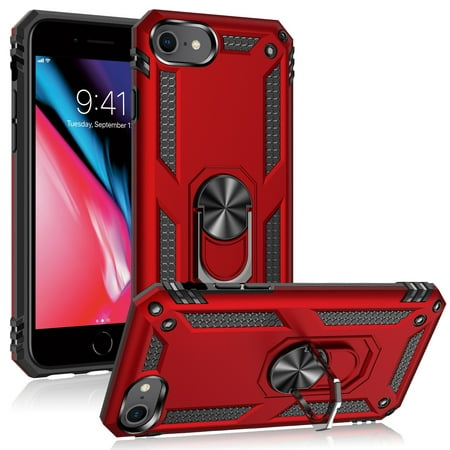ULAK iPhone SE 3 2022 & iPhone 8 & iPhone 7 & iPhone SE 2 2020 Case for Boys Men, Heavy Duty Shockproof Sturdy Phone Case for iPhone 7/8/SE 2nd 3rd Generation 5G, Red