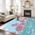 thumbnail image 3 of Summer Cute Flamingo Large Area Rug 8x10 FT, Non Slip Living Room Throw Carpet, Cartoon Animal Cloud Blue Sky Washable Soft Indoor Outdoor Carpet Non-Shedding Rug for Bedroom Dining Room, 3 of 9
