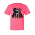 thumbnail image 1 of Wild Bobby, Flag Guitar, Streetwear, Garment-Dyed Washed Look Short Sleeve T-Shirt, Neon Pink, 2XL, 1 of 3