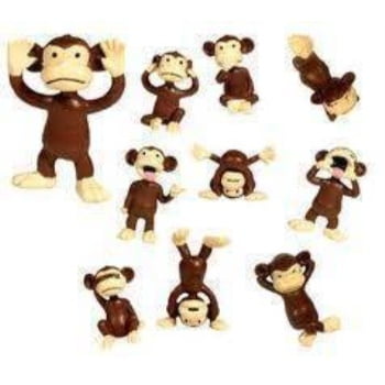 Party Figure - 100 monkey figures tiny plastic monkey figures bulk bag 100 party favors by a&a