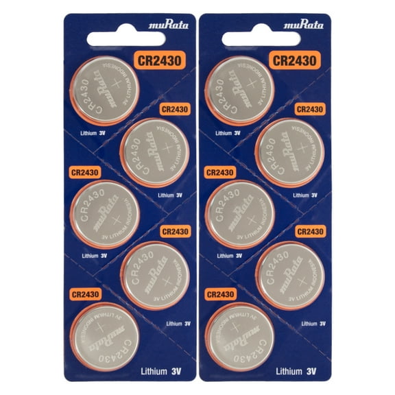 Murata CR2430 Battery 3V Lithium Coin Cell - Replaces Sony CR2430 (10 Batteries)