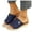 Dark Blue, variant on Women's Denim Wedge Slides Sandals Trendy Casual Peep Toe Platform Slip on High Heels Beach Dress Slippers