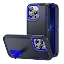 iPhone 13 Pro Case with Built-in Metal Kickstand, Dteck 3-Layer Full Body Protection [Without Screen Protector] Rugged Heavy Duty Durable Cover Case for Apple iPhone 13 Pro, Blue Navy