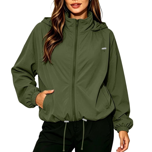 Lnmiateer Women Lightweight Waterproof Hooded Rain Jacket Zip Up Windbreaker With Pockets Packable Coat For Hiking Travel Outdoor Sports