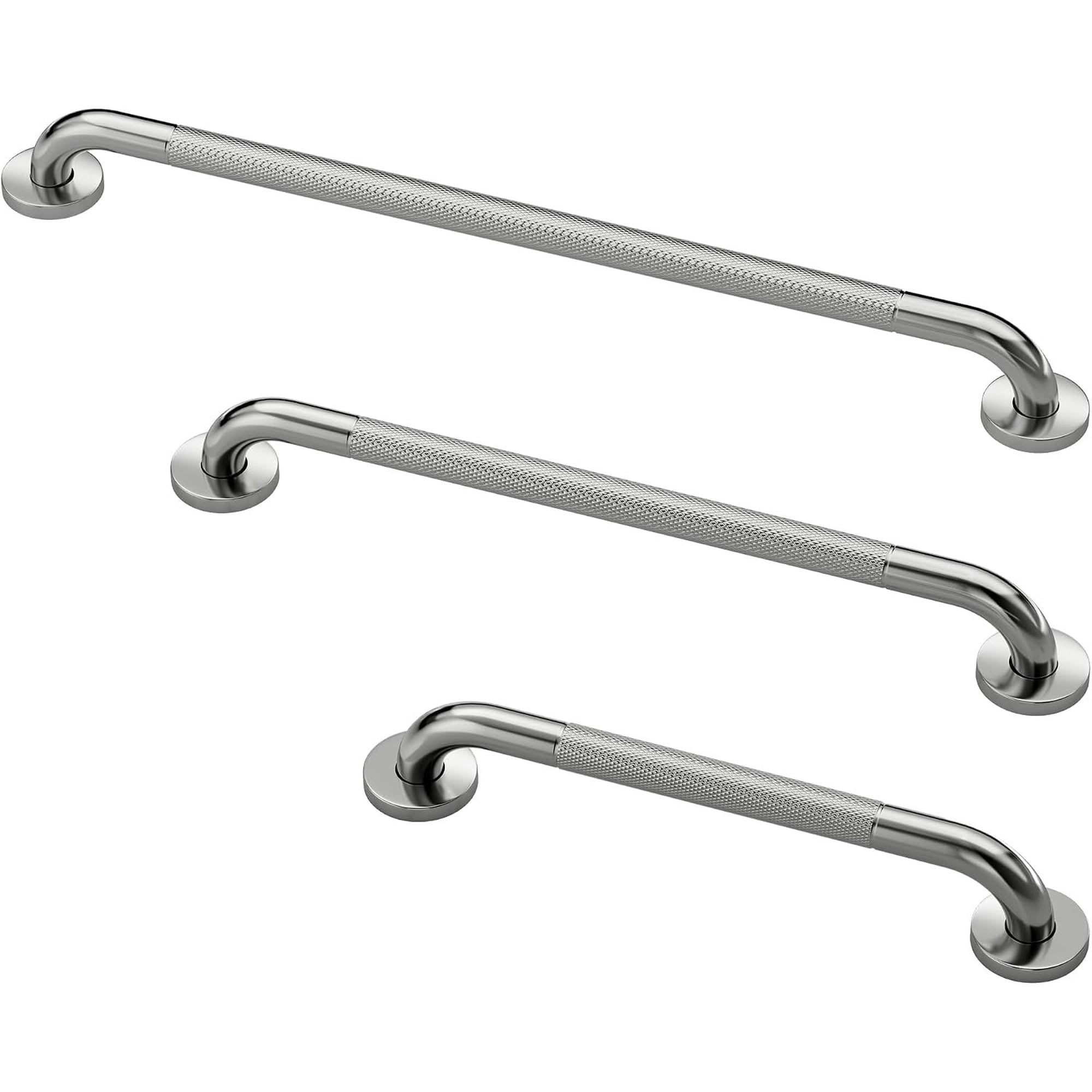 Commercial Grab Bar Bundle - ADA Compliance - Handicap Grab Bars with Knurled Grip for Restrooms, Stainless Steel - 1.5" Diameter - 18", 36", 42" - Pack of 3