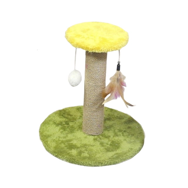 Cat Premium Sisal Scratcher Interactive Toy Scratch Post Durable Kitten Cat Round Green