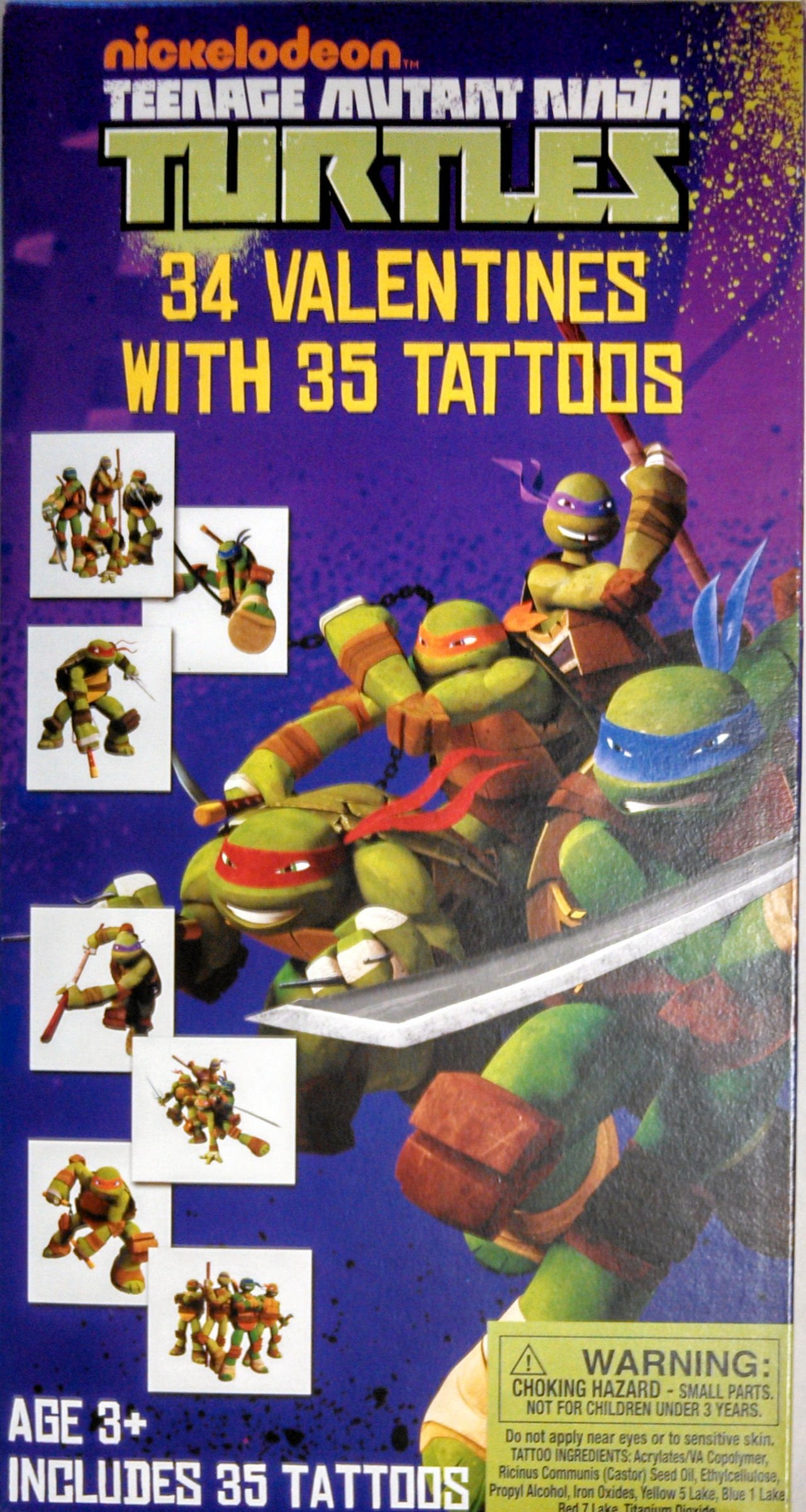 Box of 32 Valentines Day Cards Teenage Mutant Ninja Turtles with Stickers 