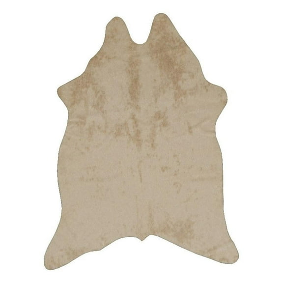 Linon Faux Hide Polyester Mini Cowhide Accent Rug in Ivory