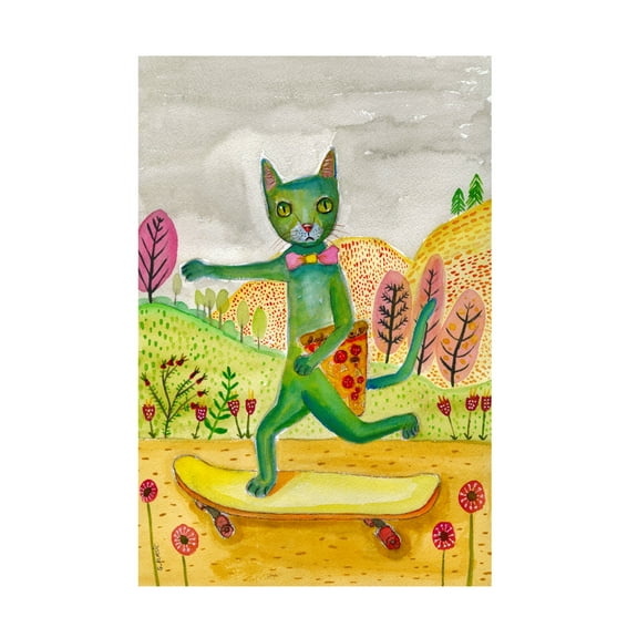 Trademark Fine Art Sharyn Bursic Pizza Cat Canvas Wall Art