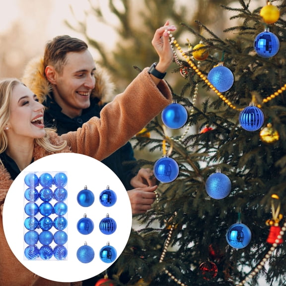 CHGBMOK 60mm/2.36" Blue Christmas Balls 36pcs Christmas Tree Ornaments Set for Xmas Tree Holiday Party Wreath Garland Decorations Ornaments