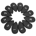 thumbnail image 4 of Juego de cubiertas de hierro para Golf, 12 Uds., con números, funda protectora suave para cabeza de Golf, cubierta protectora para la cabeza para ejercicio en la cancha, color negro, 4 of 10