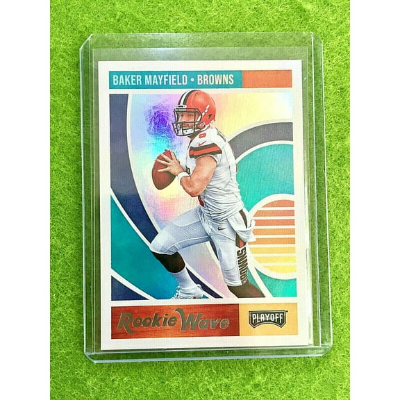BAKER MAYFIELD PRIZM ROOKIE CARD JERSEY #6 BROWNS SP RC 2018 Playoff ROOKIE WAVE