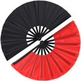 thumbnail image 1 of Ventilador de mano plegable Tkocisa, tamaño grande, vintage, retro, negro y rojo, 34 x 63,5 cm, 1 of 6