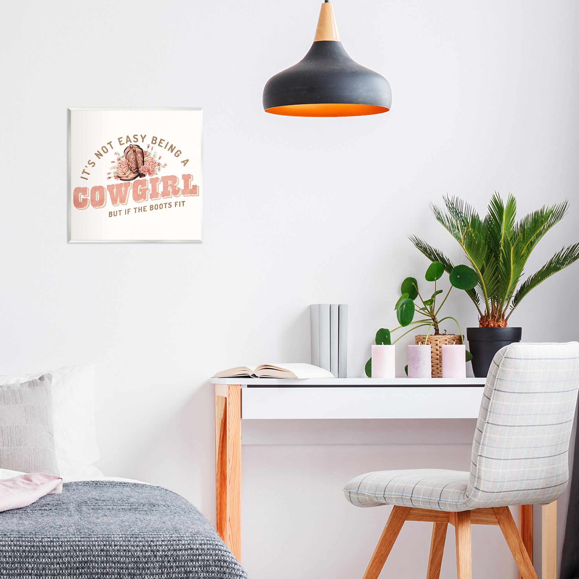 Not Easy Being Cowgirl Wall Plaque Art, design by Kim Allen
