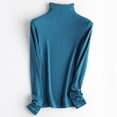 thumbnail image 4 of Camisa básica de corte entallado de lana con esencia de proteína de cachemira y cuello alto apilado para otoño, 4 of 5