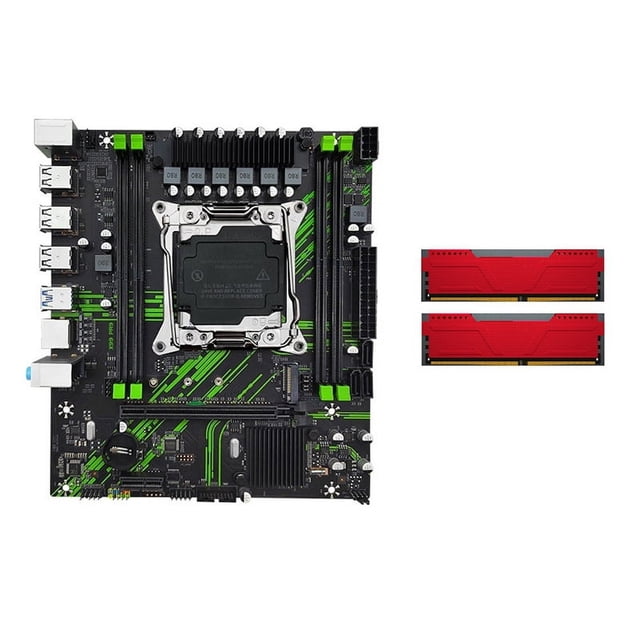Placa Base X99 PR9 LGA 2011-3 Apto para 4 Memorias RAM DDR4 Gigabit LAN SATA/NVME M.2 con 2 Memorias RAM DDR4 2133 de 16 GB