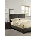 thumbnail image 3 of Brown Faux Leather Queen Size Bed Upholstered Headboard Trasitional Style Bedroom Platform 1pc Bed Furniture Slats, 3 of 9