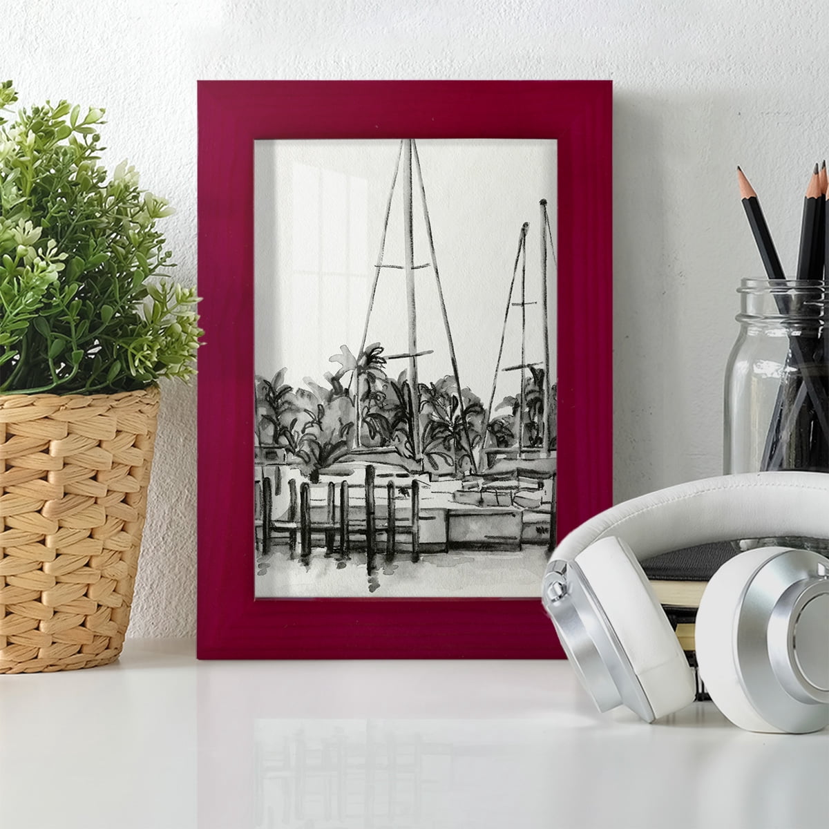 Neutral Tropics I - Framed Print w/glass - Cherry Red