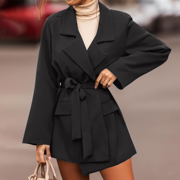 Lovskoo Wrap Blazer Dress for Women Long Sleeve Lapel Collar Tie Front Elegant Wrap Dress for Casual Office Business Black, Women's, Size: 3XL Lovskoo Wrap Blazer Dress for Women Long Sleeve Lapel Collar Tie Front Elegant Wrap Dress for Casual Office Business Black, Women's, Size: 3XL