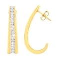thumbnail image 2 of 10K Yellow Gold 1ct TDW Channel Set Diamond J-Hoop Earrings (H-I,I1-I2), 2 of 7