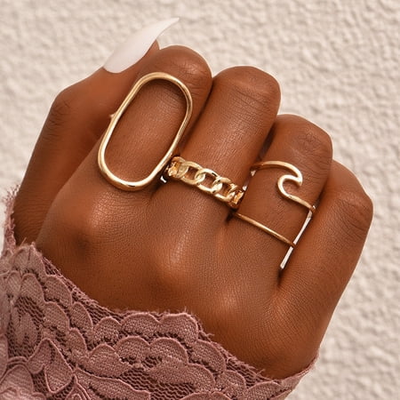 Personalized Womens Alloy Ring Set: European American Style Golden Joint Combination Fashion Rings