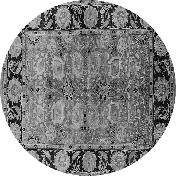 Ahgly Company Indoor Round Oriental Gray Industrial Area Rugs, 8' Round