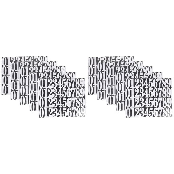 Set of 2 Self Adhesive Number Stickers Removable Labels Numbers Waterproof Black