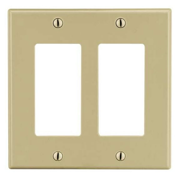 Rocker Wall Plate, Number of Gangs: 2 Plastic, Satin Finish, Ivory