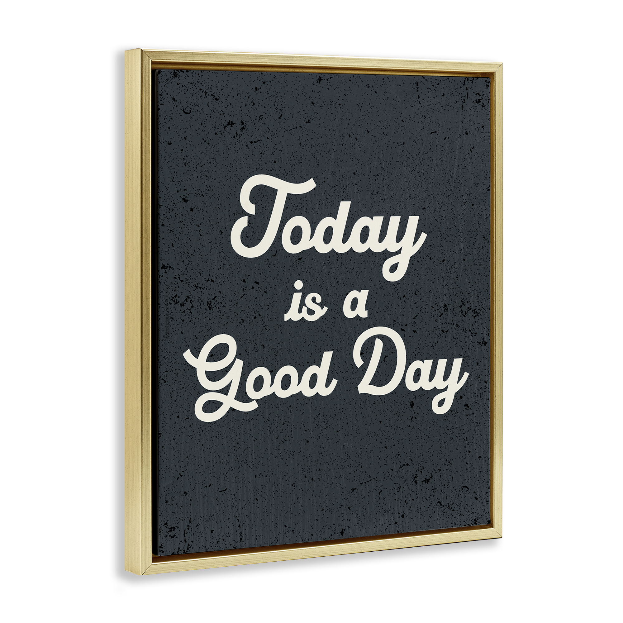 Stupell Industries Today Is Good Day Vintage Text & Numbers Painting Gold Floater Framed Canvas Art Print Wall Art, 17 x 21