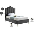 thumbnail image 6 of Maklaine Contemporary Solid Wood and Tufted Velvet Twin Bed in Gray, 6 of 9