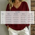 thumbnail image 4 of Women's Waffle Knit Sweatshirt Long Sleeve V-Neck Solid Color Loose Fit Casual Pullover Tops for Daily Wear, 4 of 8