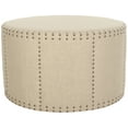thumbnail image 2 of SAFAVIEH Sherri Classic Round Cocktail Ottoman w/ Nail Heads, Beige, 2 of 4