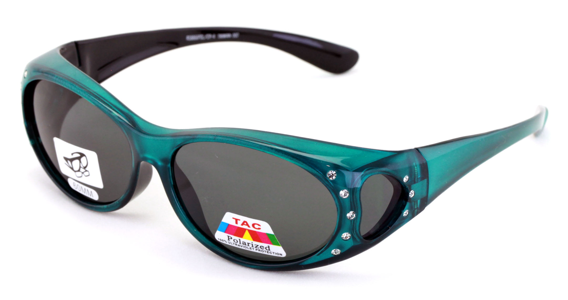 Womens Polarized Fit Over Glasses Sunglasses Rhinestone Rectangular Heart 60mm